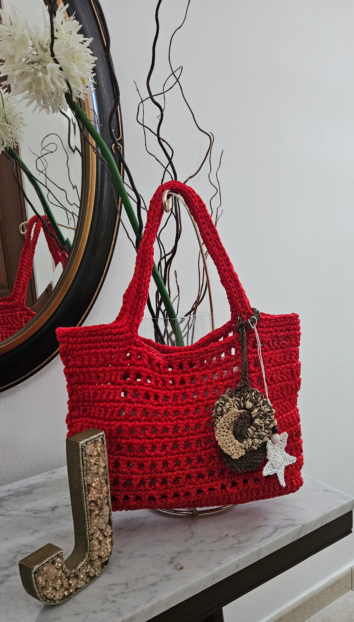 Bright summer red beach bag