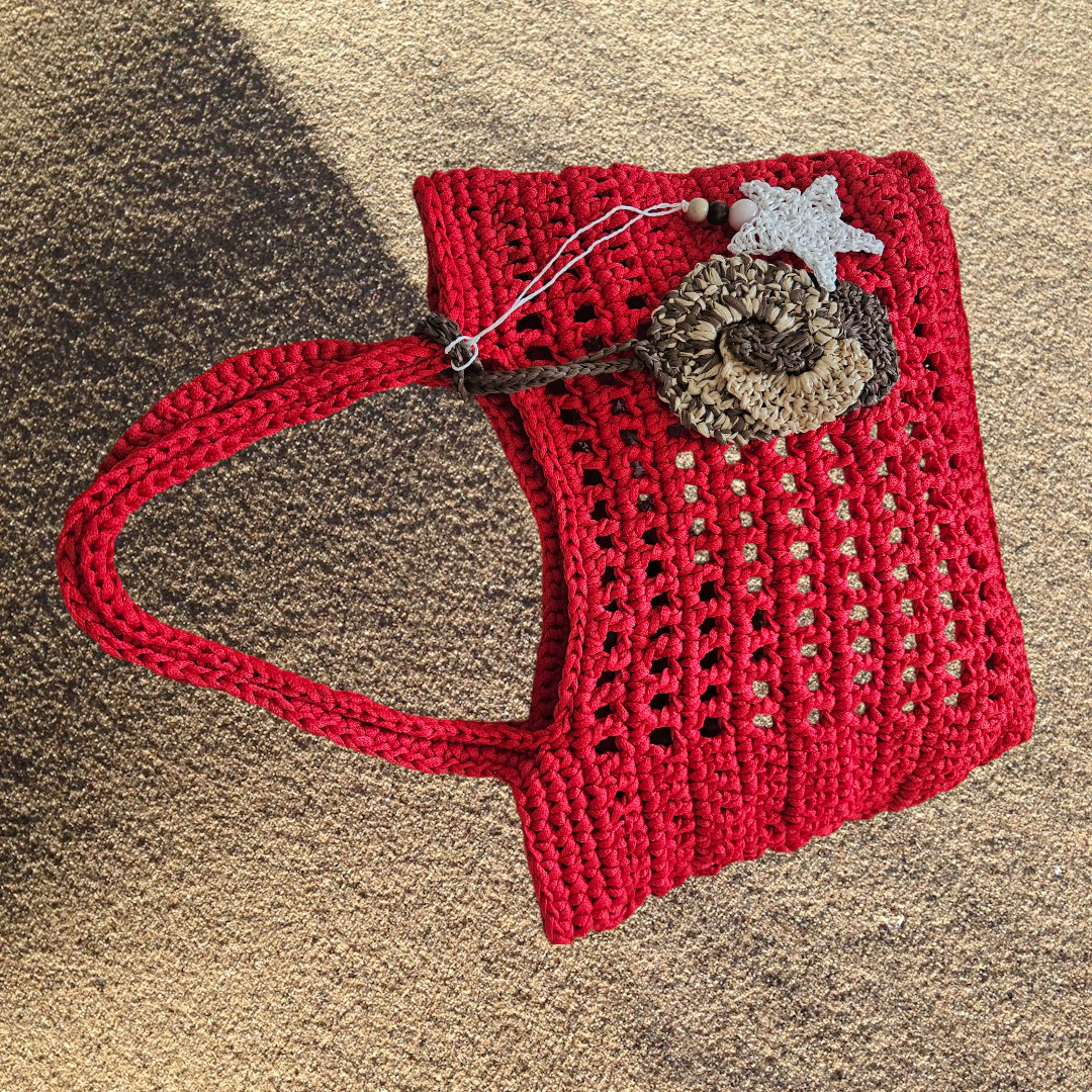 Bright summer red beach bag